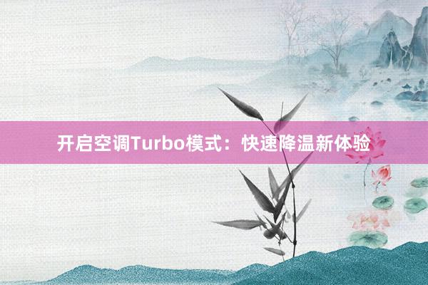 开启空调Turbo模式：快速降温新体验